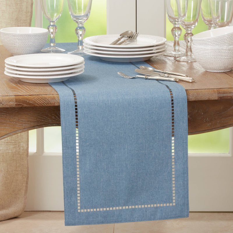 Laser-Cut Hemstitch Runner: Red / 14"x90"