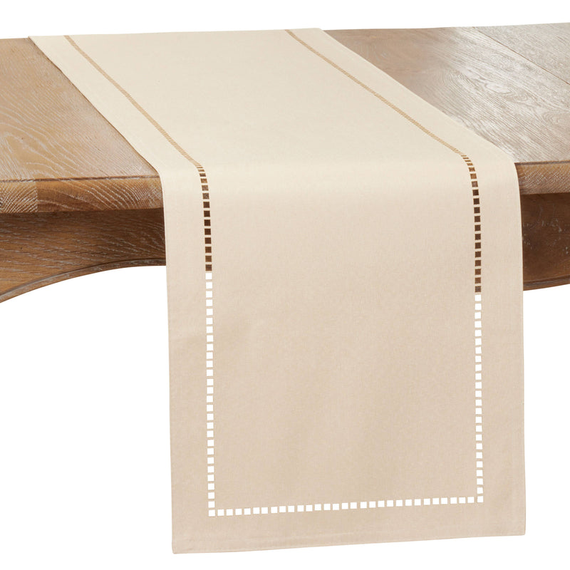 Laser-Cut Hemstitch Runner: Red / 14"x72"