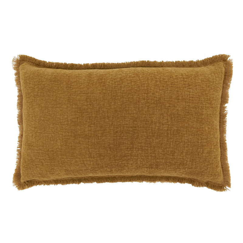 Fringe Edge Throw Pillow: Blue / Down Filled / 12"x20"