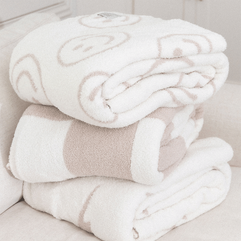 Checker Luxe Home Blanket: Sand/Cream