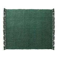 60"L x 50"W Woven Viscose Throw with Fringe, Green
