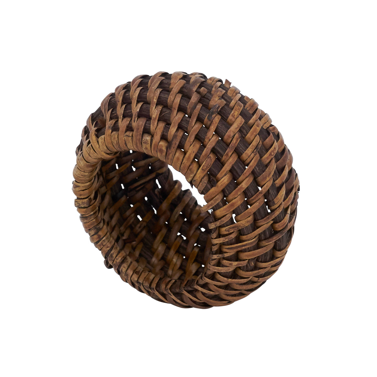 Woven Rattan Napkin Ring: Brown / 2.4"