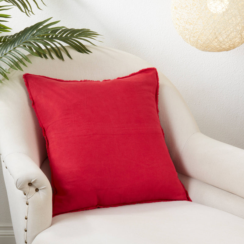 Fringed Linen Pillow – Down Filled: Ivory / 20"