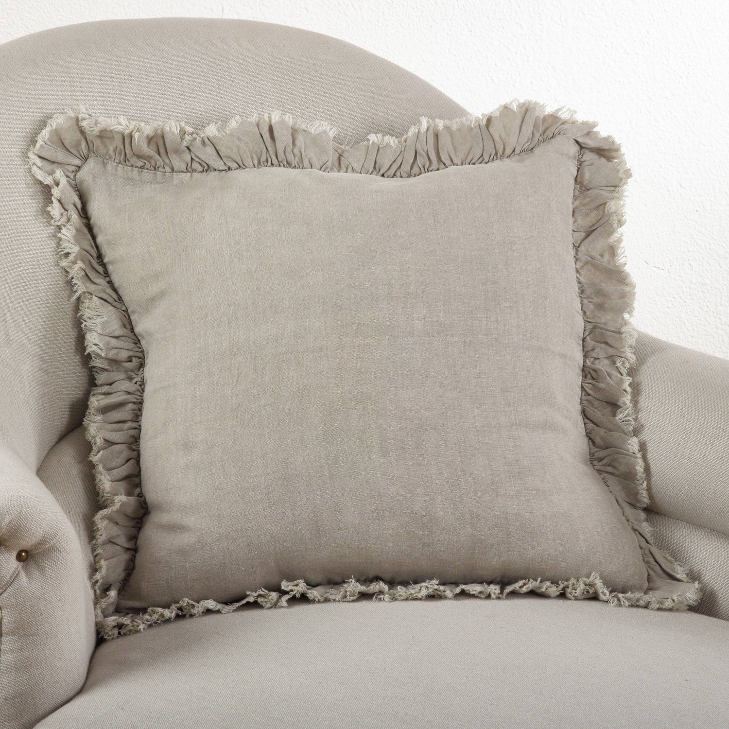 Ruffled Design Pillow - Down Filled: Natural / Down Insert / 24"