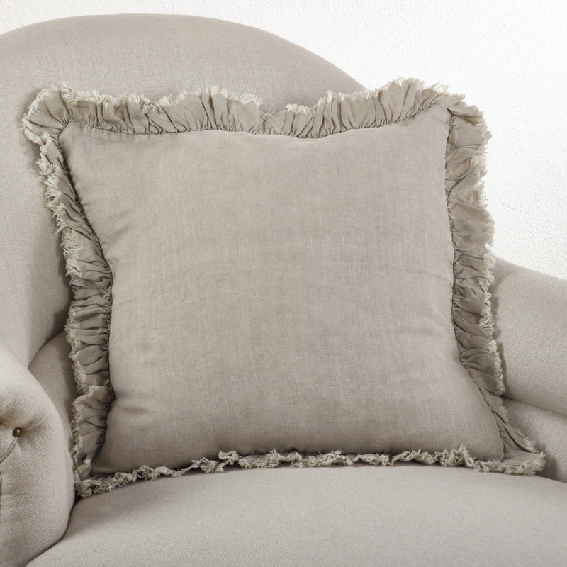 Ruffled Design Pillow - Down Filled: Natural / Down Insert / 24"