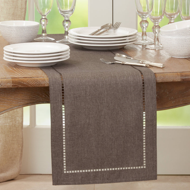 Laser-Cut Hemstitch Runner: Red / 14"x72"