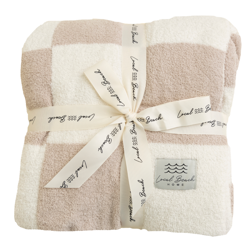 Checker Luxe Home Blanket: Sand/Cream