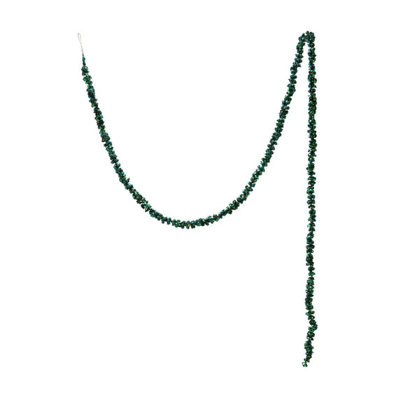 72"L x 3/4"H Foam & Glitter Ball Garland, Iridescent Finish, Green