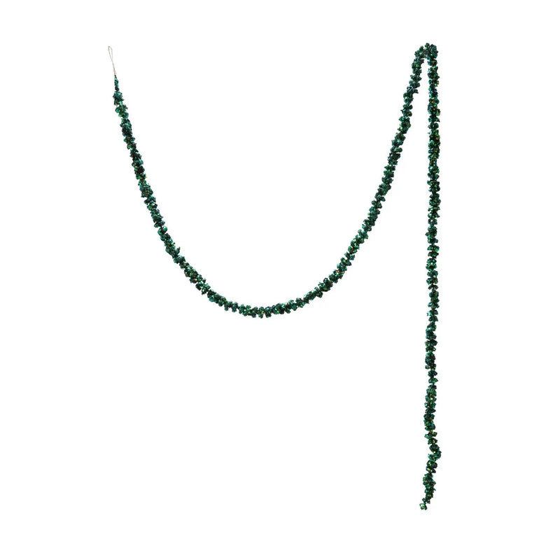 72"L x 3/4"H Foam & Glitter Ball Garland, Iridescent Finish, Green