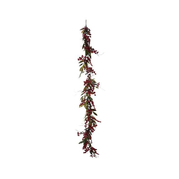 72"L x 8"H Faux Spruce Garland with Red Berries & Pinecones