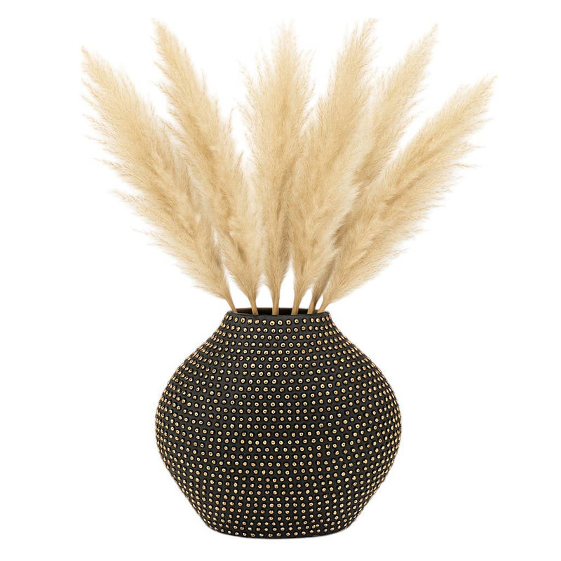 Black Ceramic Beaded Round Flower