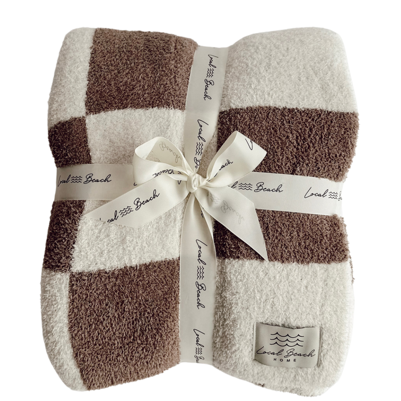 Checker Luxe Home Blanket: Sand/Cream