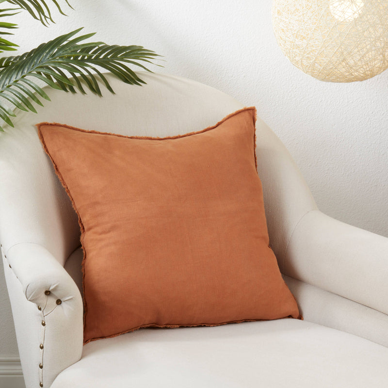 Fringed Linen Pillow – Down Filled: Ivory / 20"