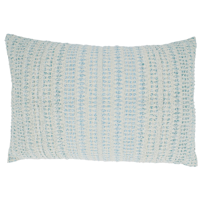 Woven Throw Pillow With Line Design: Blue / Poly Filled / 16"x24"