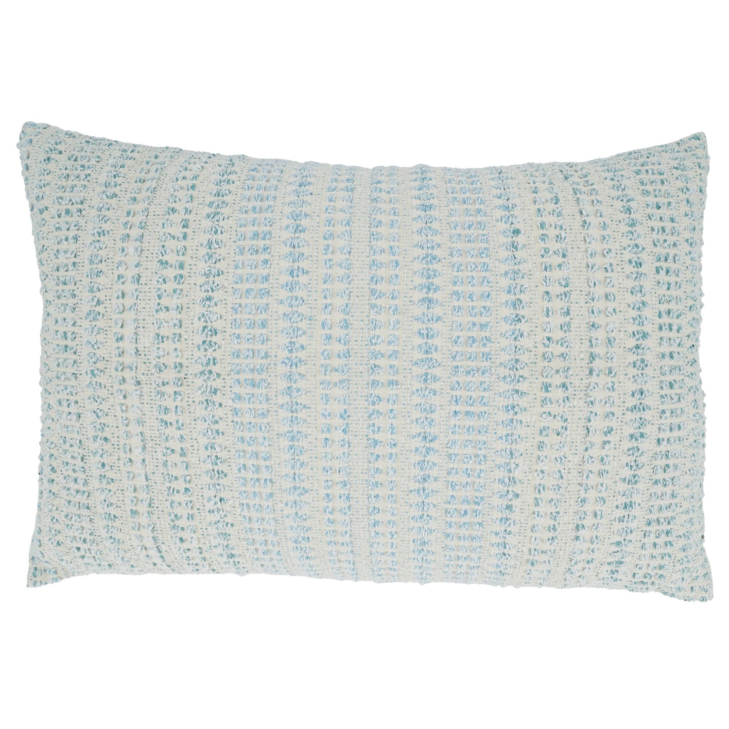 Woven Throw Pillow With Line Design: Aqua / Poly Filled / 16"x24"