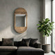 Brown Wood Glass Arched Oval Hanging Wall Mirror