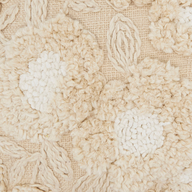 Delicate-Embroidered Floral Pillow: Natural / Poly Filled / 20"