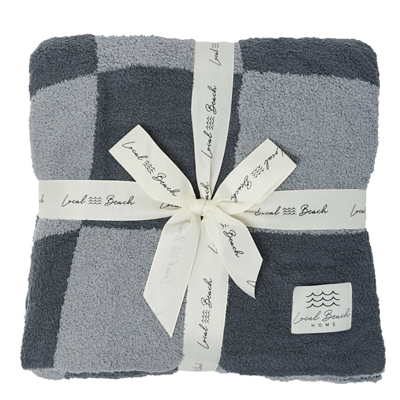 Checker Luxe Home Blanket: Sand/Cream
