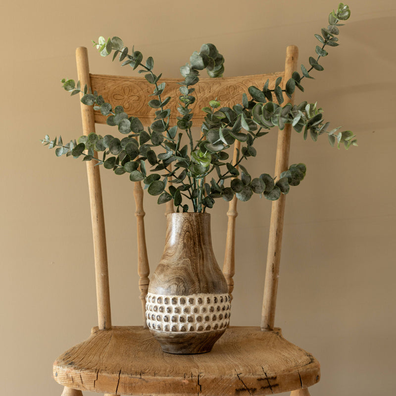 Gigi Whitewashed Wood Bead Dried Florals Vase
