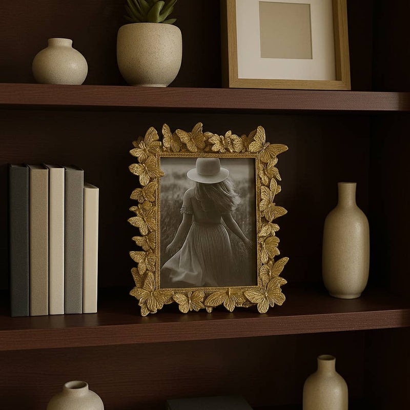 Gold Polyresin Butterfly in Bloom  5x7 Frame