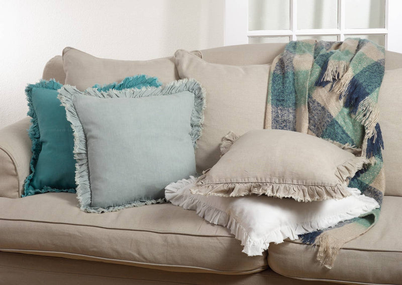 Ruffled Design Pillow - Down Filled: Natural / Down Insert / 24"