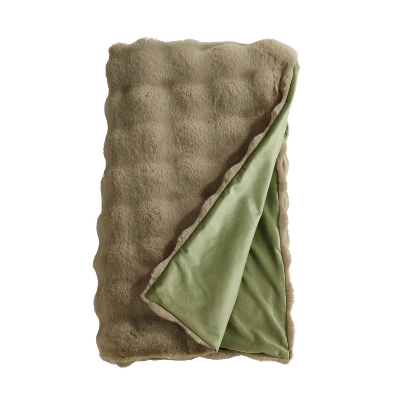Soft Bubble Faux Fur Throw: Sage / 50"x60"
