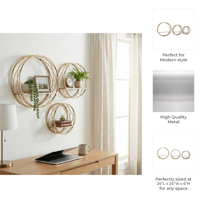 Wall Shelves Set of 3 - White Frame