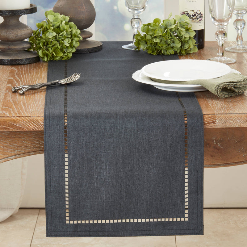 Laser-Cut Hemstitch Runner: Red / 14"x90"