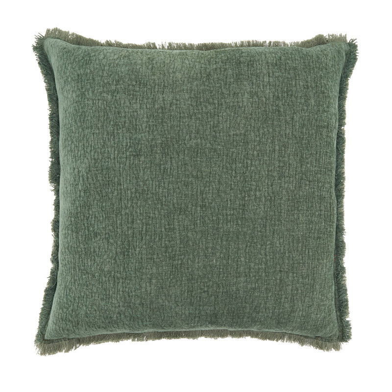 Fringe Edge Throw Pillow: Mustard / Down Filled / 20"x20"