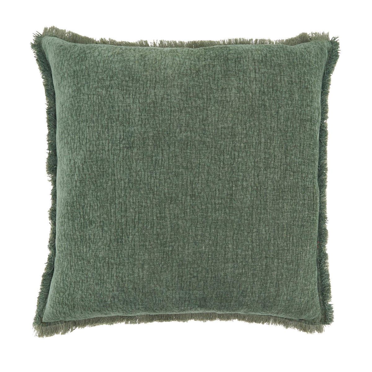 Fringe Edge Throw Pillow: Green / Down Filled / 20"x20"