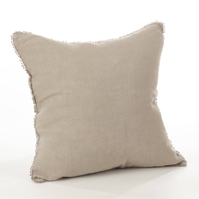 Pompom Design Pillow - Down Filled: Ivory / Down Insert / 20"