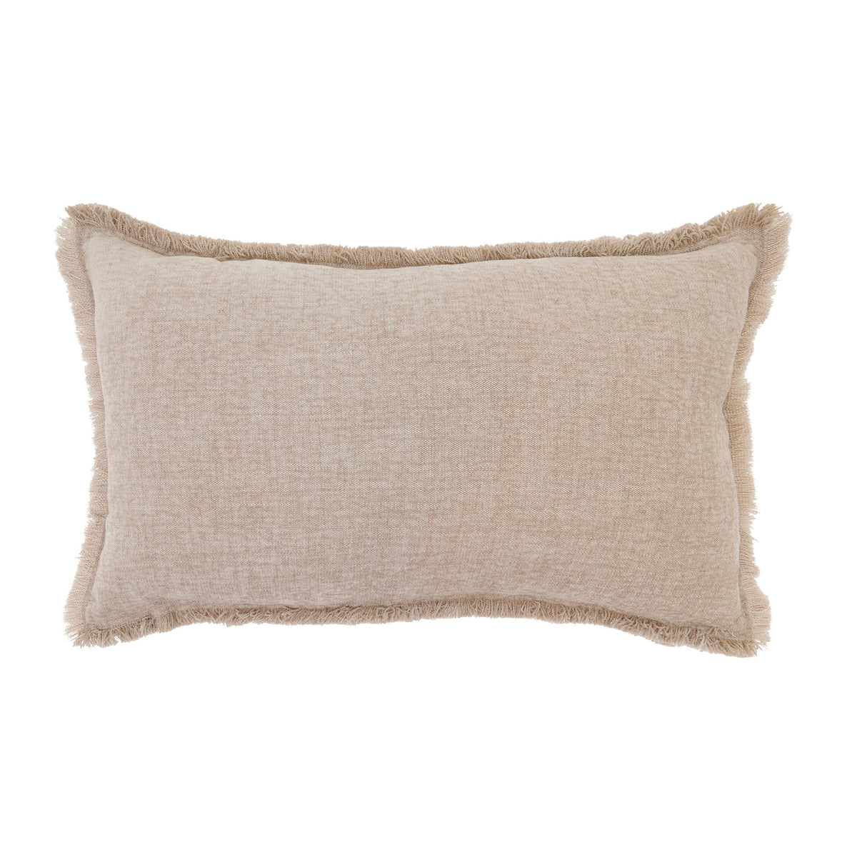 Fringe Edge Throw Pillow: Natural / Down Filled / 12"x20"