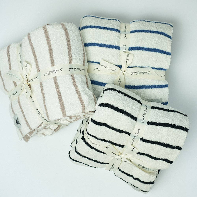 Striped Luxe Home Blanket: Black/Cream