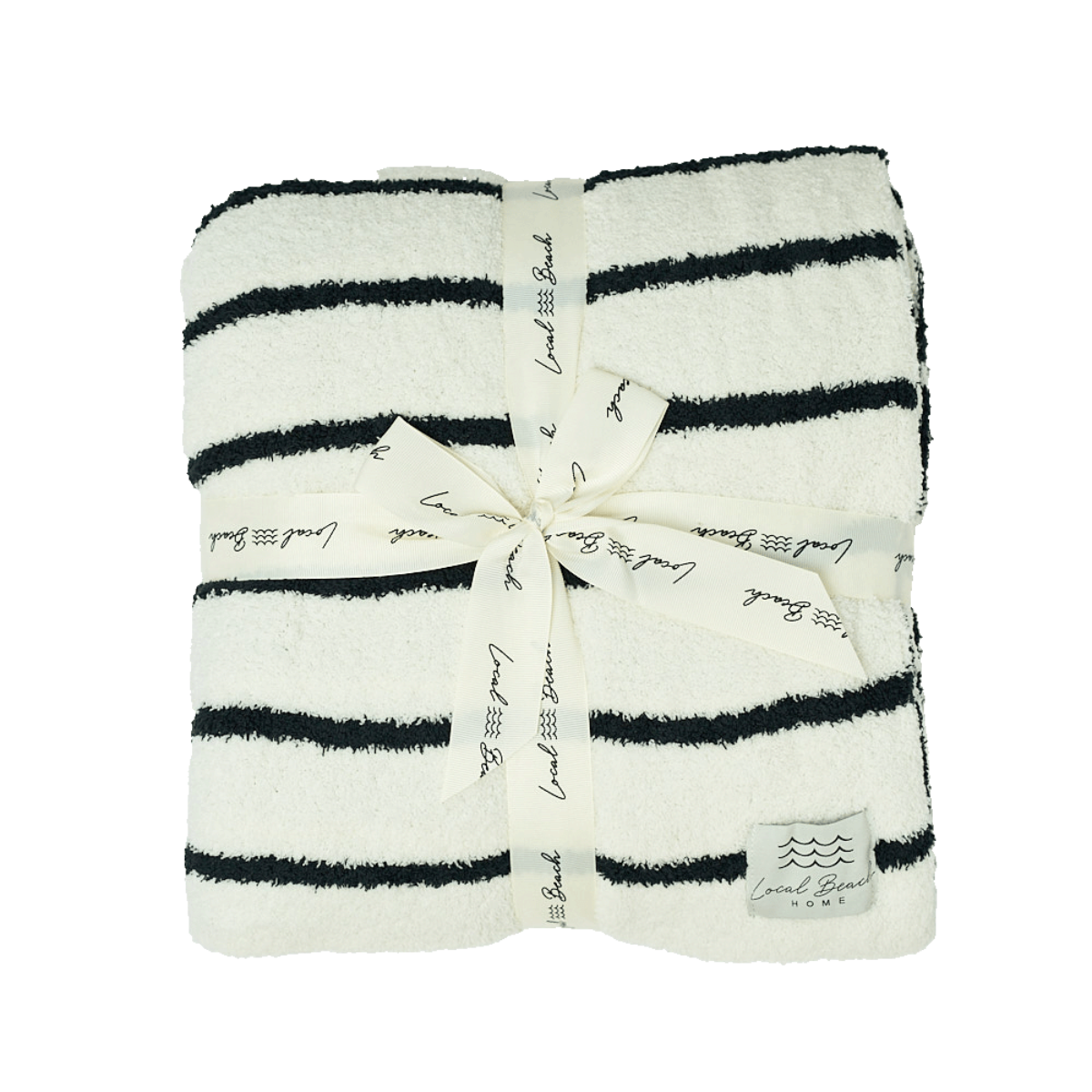 Striped Luxe Home Blanket: Black/Cream