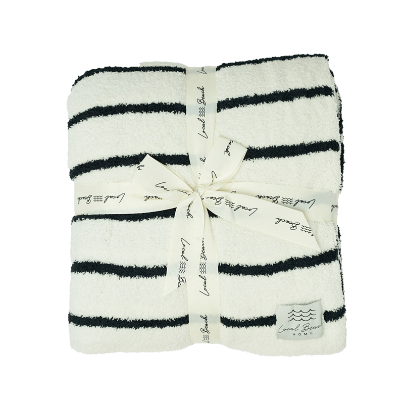 Striped Luxe Home Blanket: Black/Cream