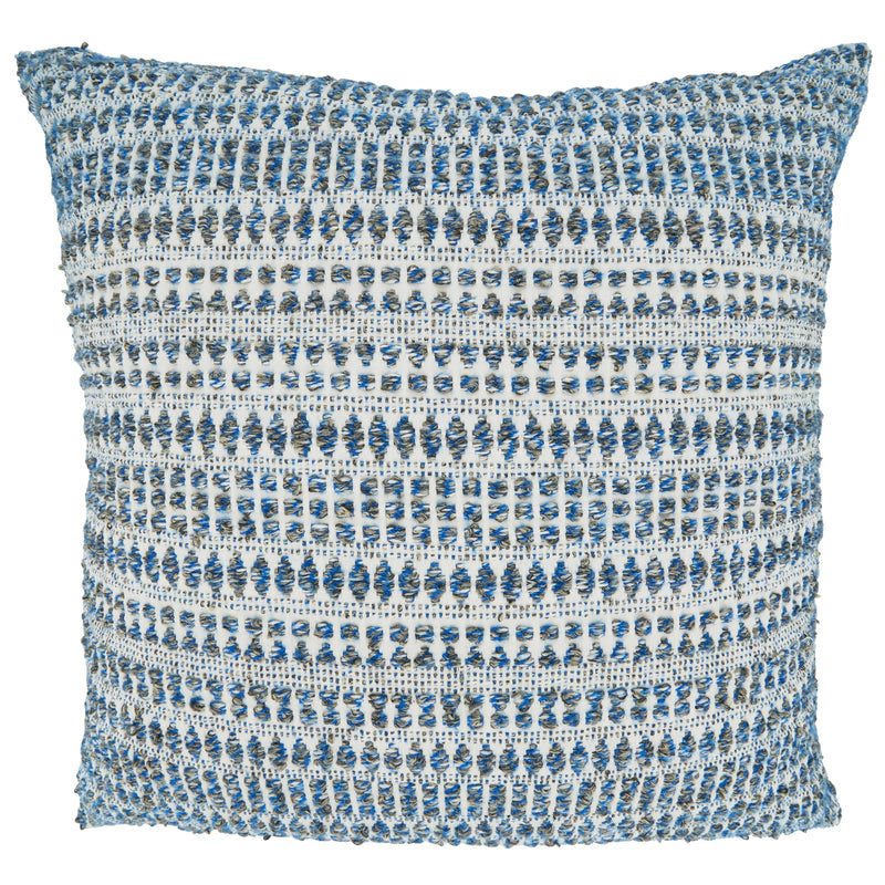 Woven Throw Pillow With Line Design: Blue / Poly Filled / 16"x24"