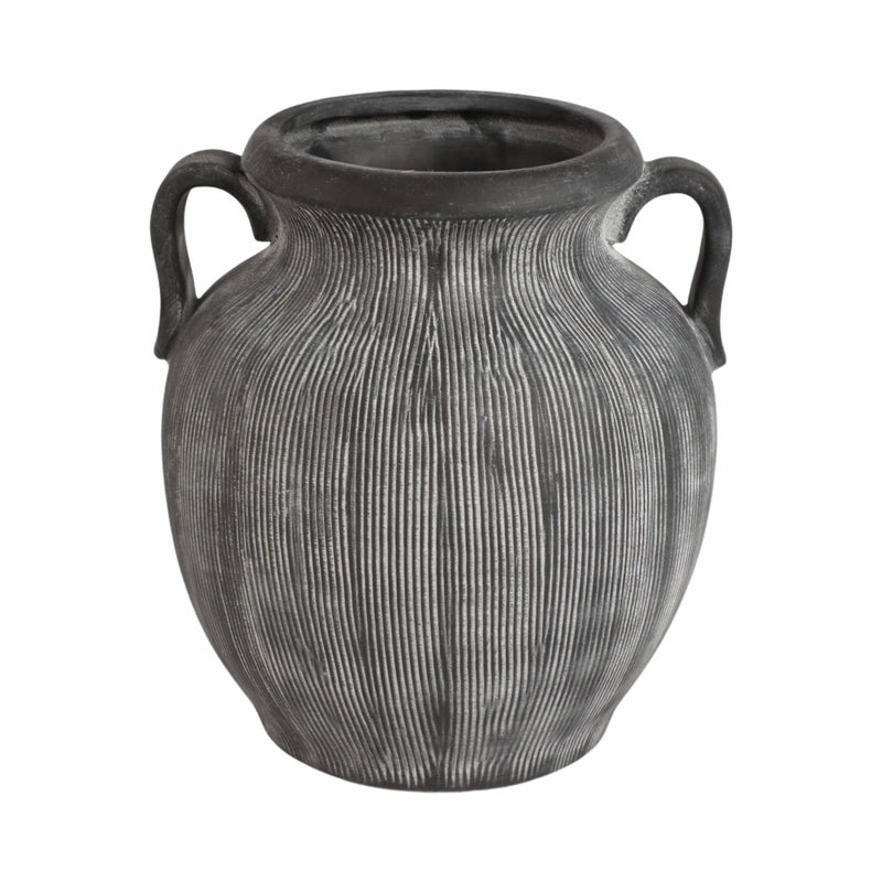 Black Ceramic Ribbed Weathered Handle