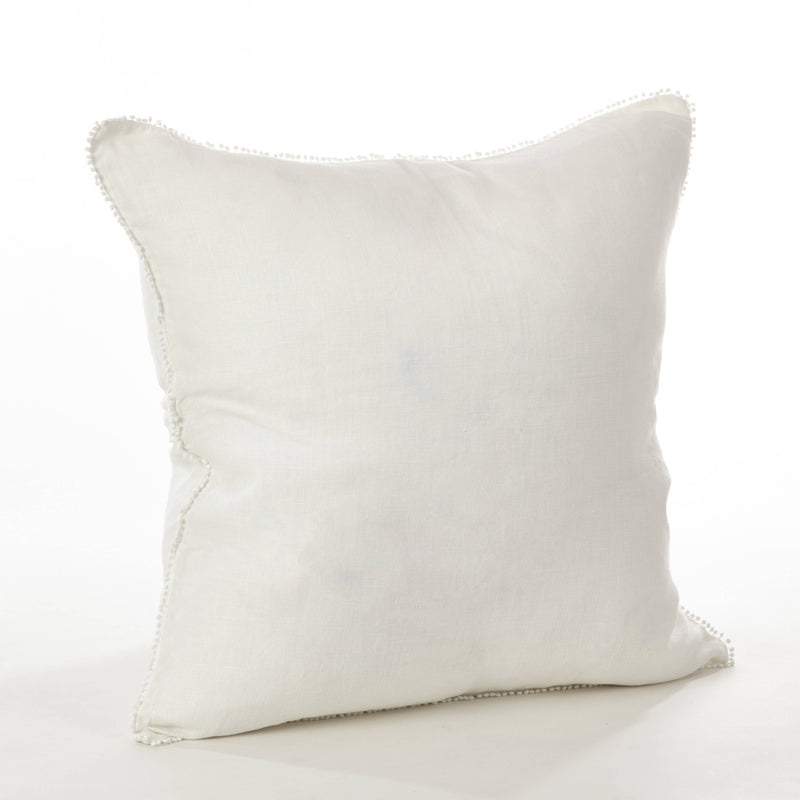 Pompom Design Pillow - Down Filled: Ivory / Down Insert / 20"