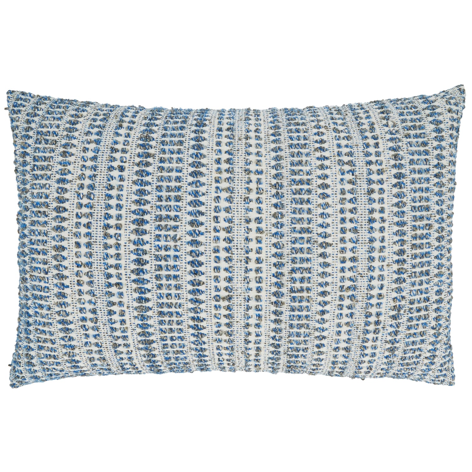 Woven Throw Pillow With Line Design: Blue / Poly Filled / 16"x24"