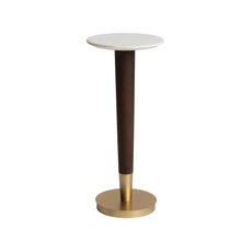 Acacia Wood & Metal Martini Table w/ White Marble Top, Walnut & Brass Finish, [product_price]- Greenhouse Home