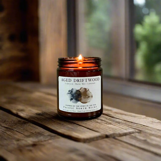 Aged Driftwood Candle Pacific North Wicks