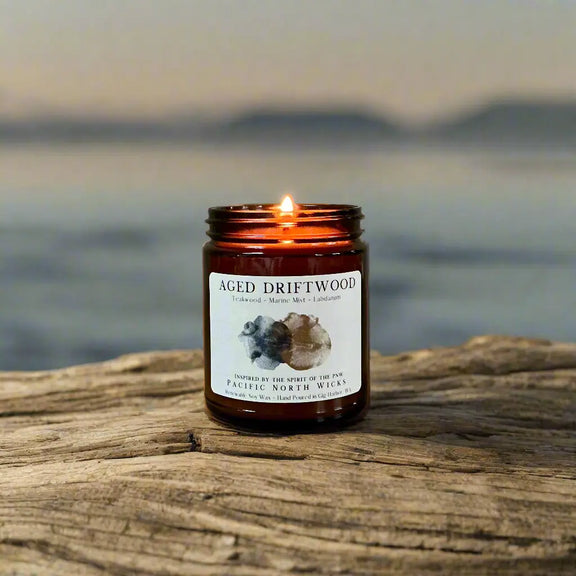 Aged Driftwood Candle Pacific North Wicks