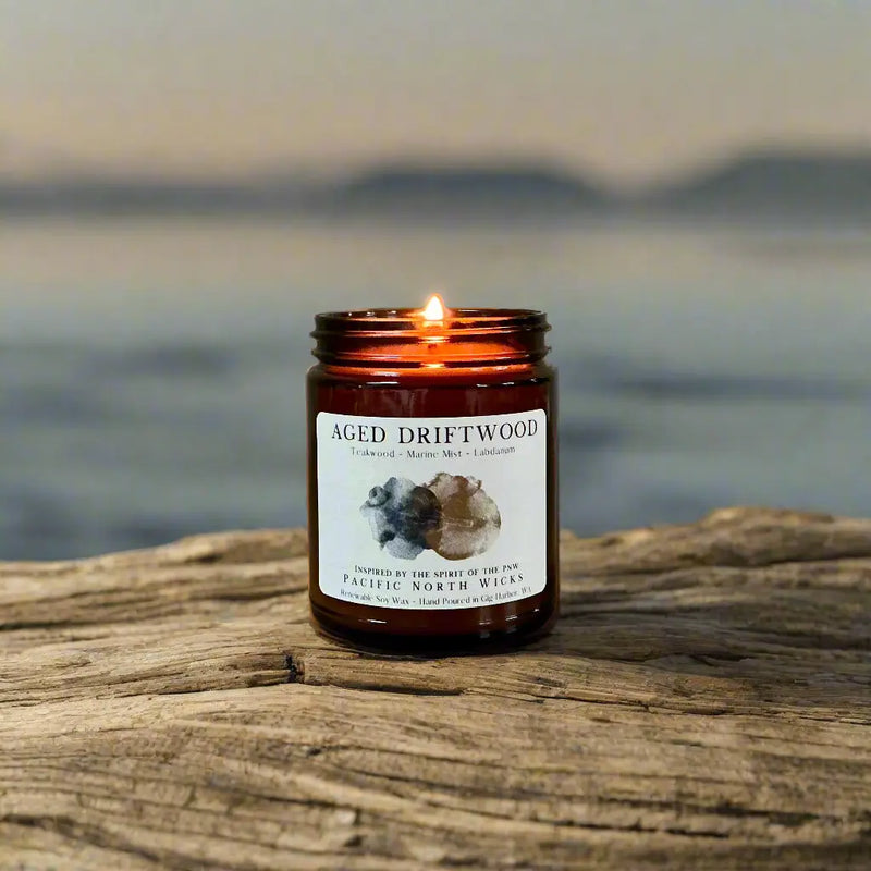Aged Driftwood Candle Pacific North Wicks