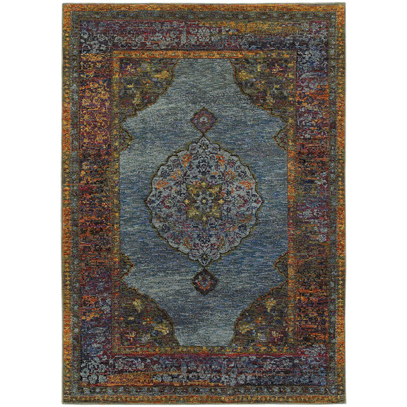 Andorra Medallion Rug in Blue - Greenhouse Home