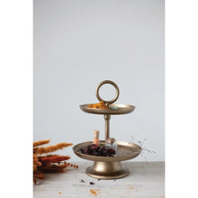 Antique Gold 2-Tier Tray - Greenhouse Home