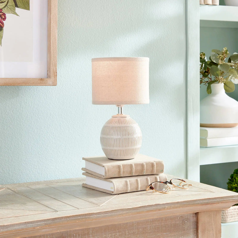 Antoni Mini Lamp, Cream: Cream/Natural / Ceramic Fabric Wiring Napa Home & Garden