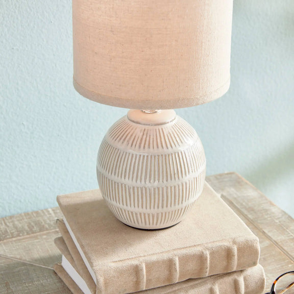 Antoni Mini Lamp, Cream: Cream/Natural / Ceramic Fabric Wiring Napa Home & Garden