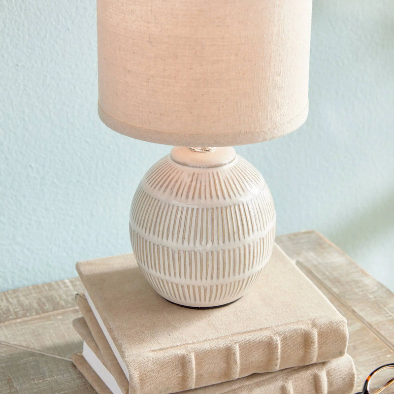 Antoni Mini Lamp, Cream: Cream/Natural / Ceramic Fabric Wiring Napa Home & Garden