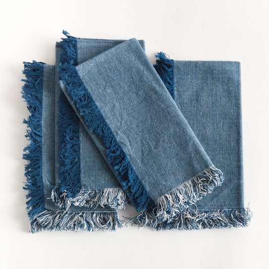 Aura Dinner Napkins - Dark Blue - Pre-Washed Cotton - 4pc Napa Home & Garden
