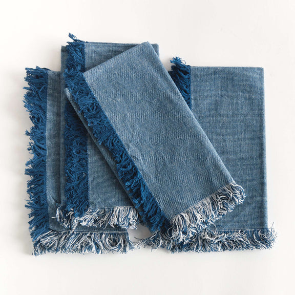 Aura Dinner Napkins - Dark Blue - Pre-Washed Cotton - 4pc Napa Home & Garden